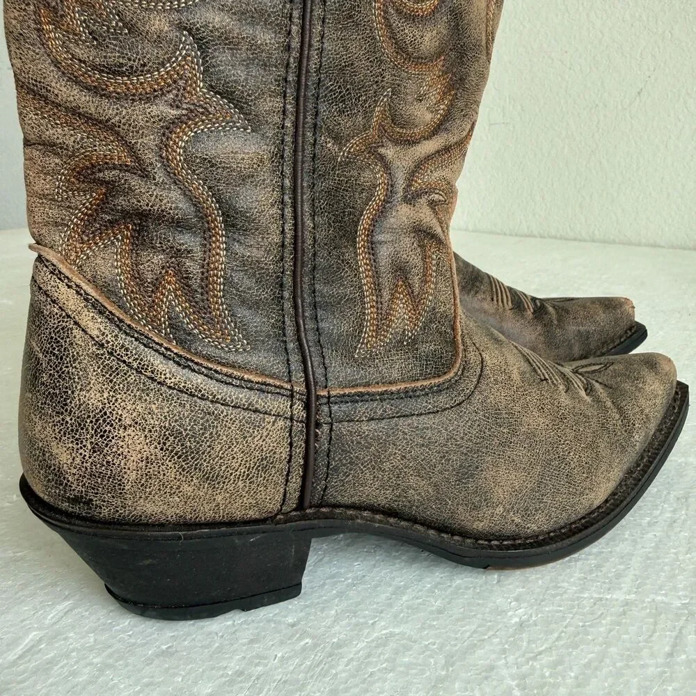 Laredo 51079 Women's Access Cowboy Boot Western Leather Cowgirl Brown Size 8.5M